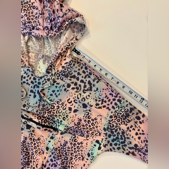 White Birch Rare Rainbow Neon Animal Print Leopard Hoodie Medium 90’s Style - Picture 8 of 11